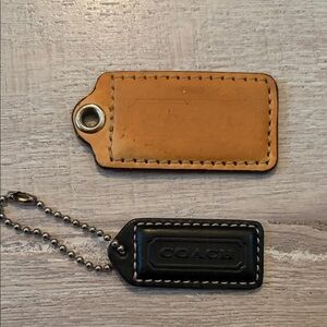 Coach Two-Tone Leather Key & Card Tags - Black and Tan 2 included in one order